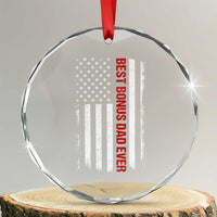 Best Effin Bonus Dad Ever Crystal Glass Ornament Funny Stepdad American Flag
