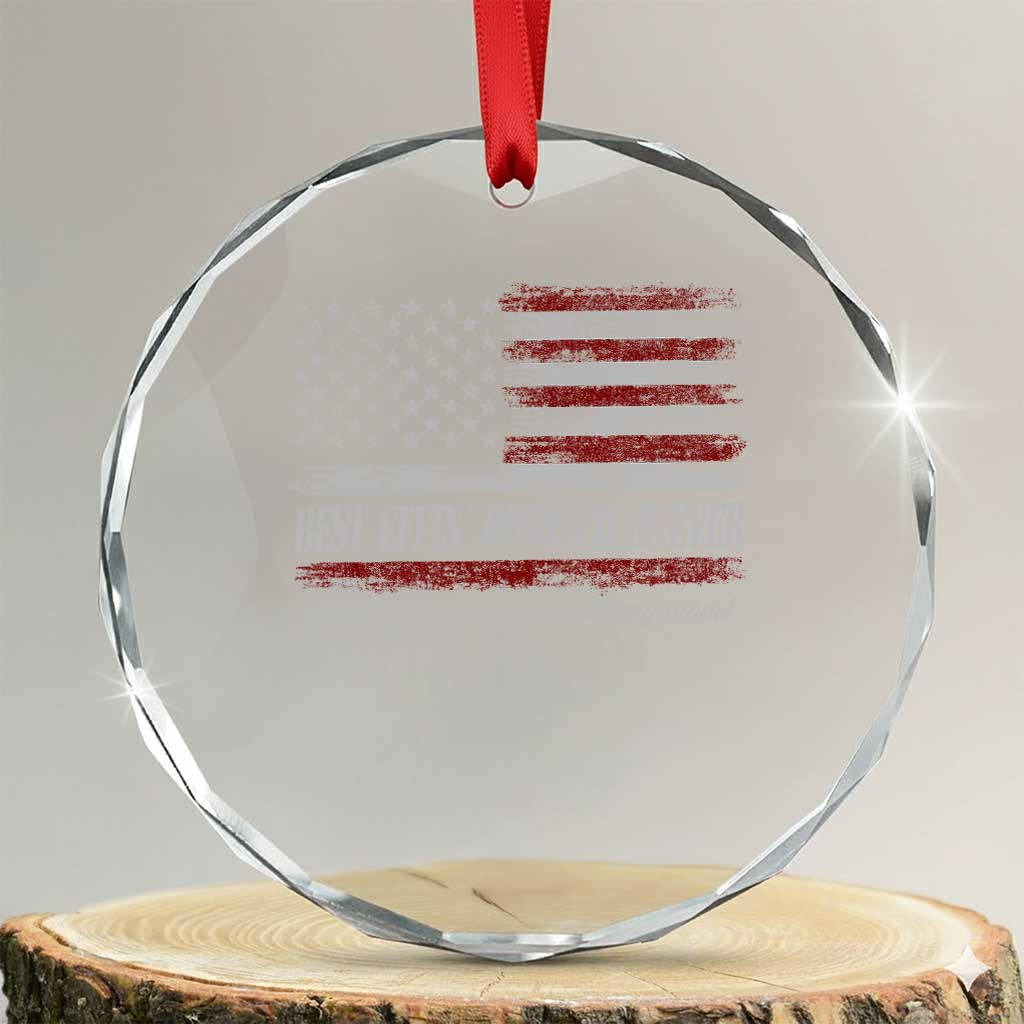 Best Effin’ Bonus Dad Ever Crystal Glass Ornament Step Dad American Flag