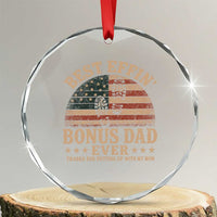 Best Effin Bonus Dad Ever Crystal Glass Ornament Step Dad American Flag Father's Day Gifts