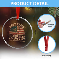 Best Effin Bonus Dad Ever Crystal Glass Ornament Step Dad American Flag Father's Day Gifts