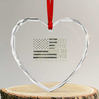 Best Effin’ Bonus Dad Ever Heart Crystal Glass Ornament Step Dad Camo American Flag Camouflage