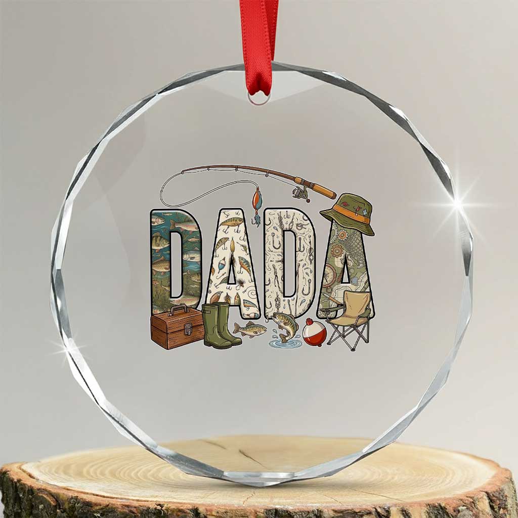 Best Fishing Dada Retro Vintage Outdoorsman Crystal Glass Ornament Bass Angler Dad Fisherman Fathers Day Gift for Men