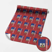 Best Grandpa Ever Haitian Granpapa Wrapping Paper Roll Vintage Distressed Haiti Flag Father's Day