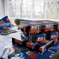 Best Grandpa Ever Haitian Granpapa Wrapping Paper Roll Vintage Distressed Haiti Flag Father's Day