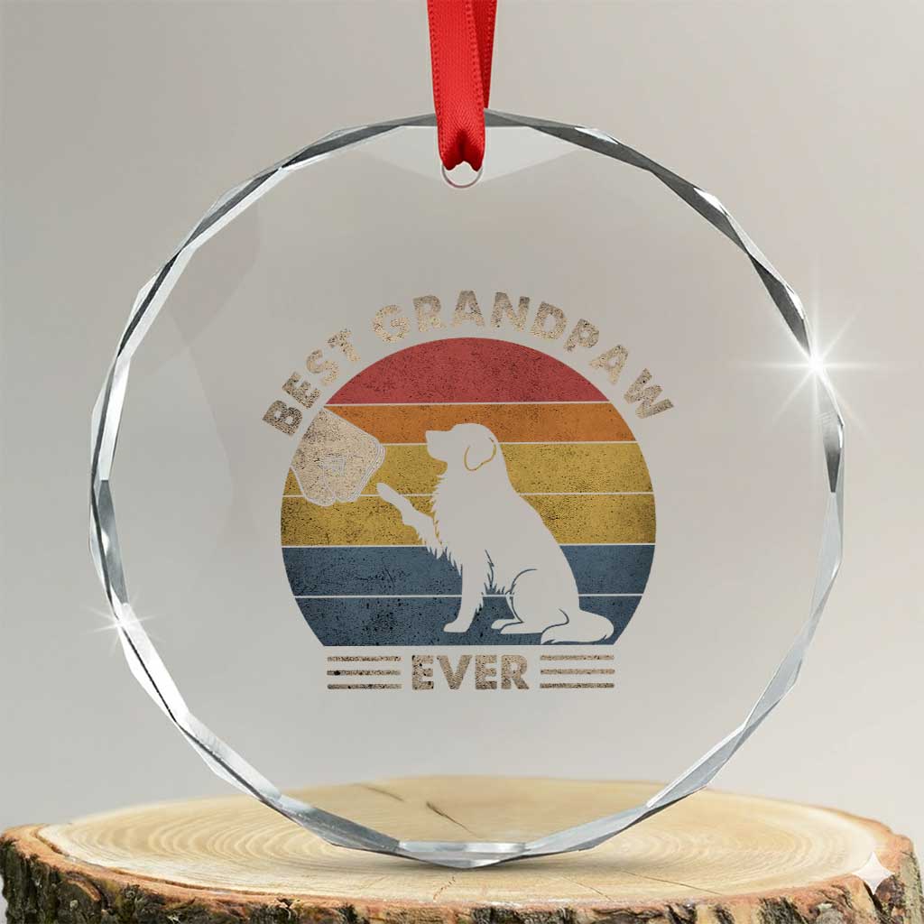 Best Grandpaw Ever Crystal Glass Ornament Retro Dog Grandpa Fathers Day Gift From Dog - Wonder Print Shop