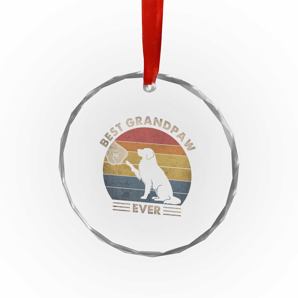 Best Grandpaw Ever Crystal Glass Ornament Retro Dog Grandpa Fathers Day Gift From Dog - Wonder Print Shop