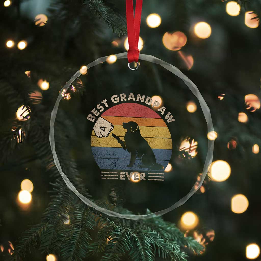 Best Grandpaw Ever Crystal Glass Ornament Retro Dog Grandpa Fathers Day Gift From Dog - Wonder Print Shop