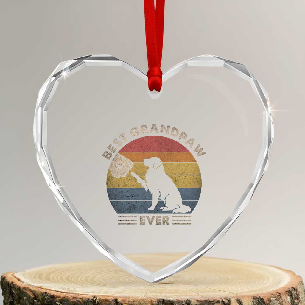 Best Grandpaw Ever Heart Crystal Glass Ornament Retro Dog Grandpa Fathers Day Gift From Dog - Wonder Print Shop