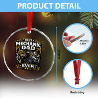 Best Mechanic Dad Ever Crystal Glass Ornament Auto Repair Fathers Day Graphic