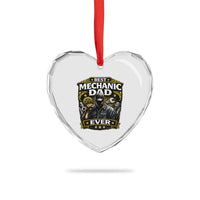 Best Mechanic Dad Ever Heart Crystal Glass Ornament Auto Repair Fathers Day Graphic