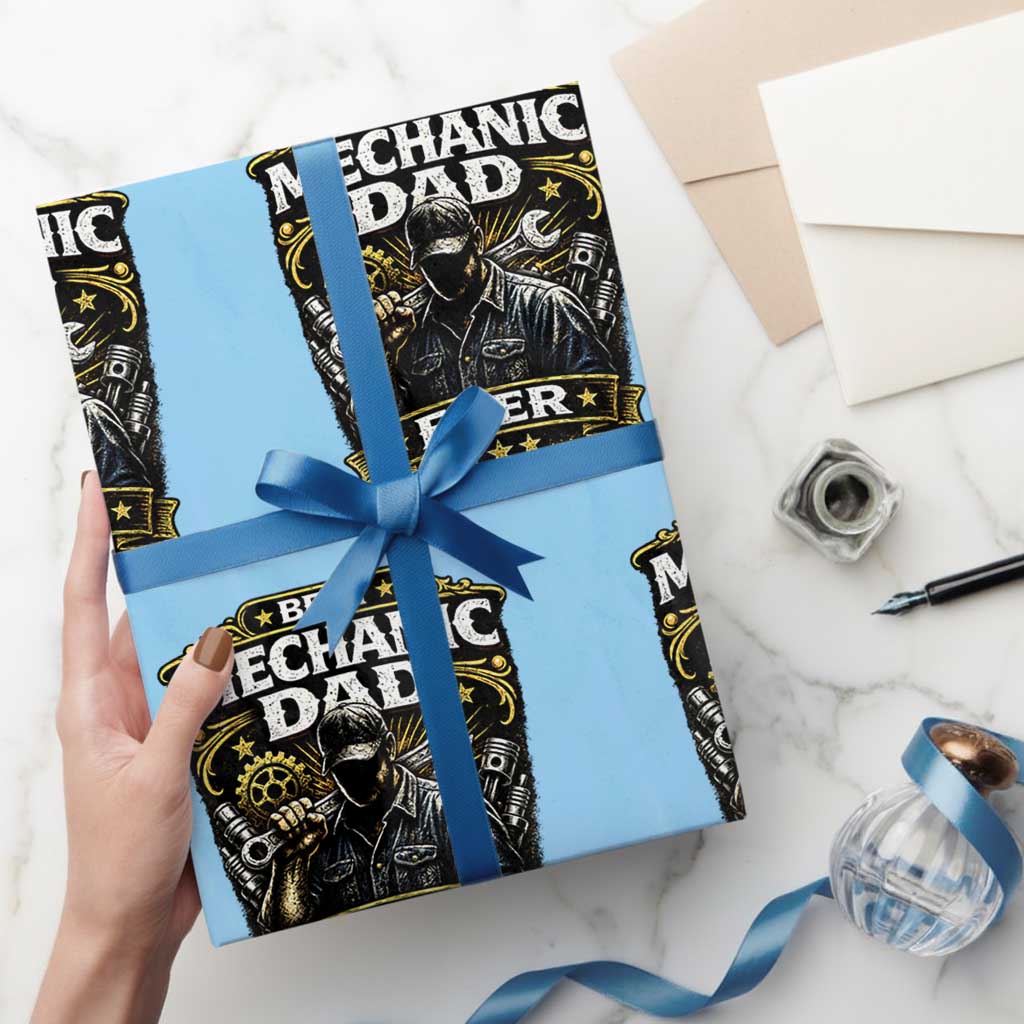 Best Mechanic Dad Ever Wrapping Paper Roll Auto Repair Fathers Day Graphic
