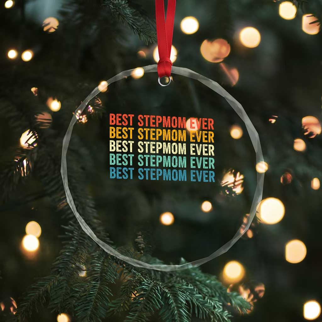 Best Stepmom Ever Crystal Glass Ornament Funny Retro StepMom Bonus Mom