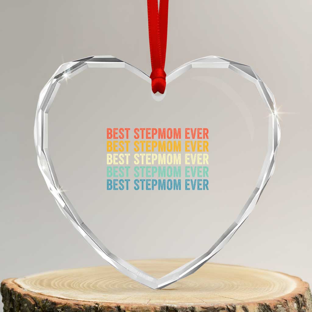 Best Stepmom Ever Heart Crystal Glass Ornament Funny Retro StepMom Bonus Mom