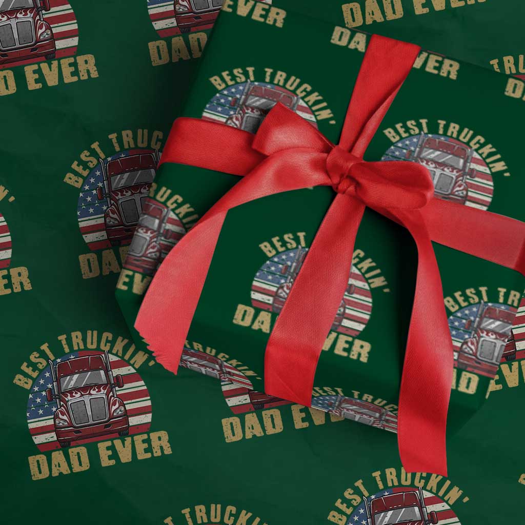 Best Truckin Dad Ever Wrapping Paper Roll Funny Driver Fathers Day Gift