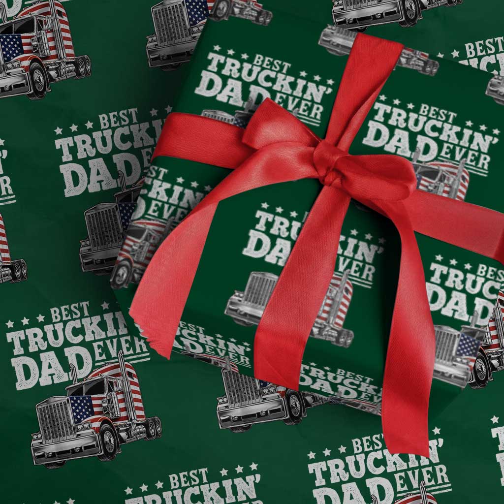 Best Truckin Dad Ever Wrapping Paper Roll Funny Rig Trucker Fathers Day
