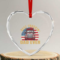 Best Truckin Dad Ever Heart Crystal Glass Ornament Funny Driver Fathers Day Gift