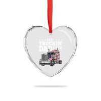 Best Truckin Dad Ever Heart Crystal Glass Ornament Funny Rig Trucker Fathers Day