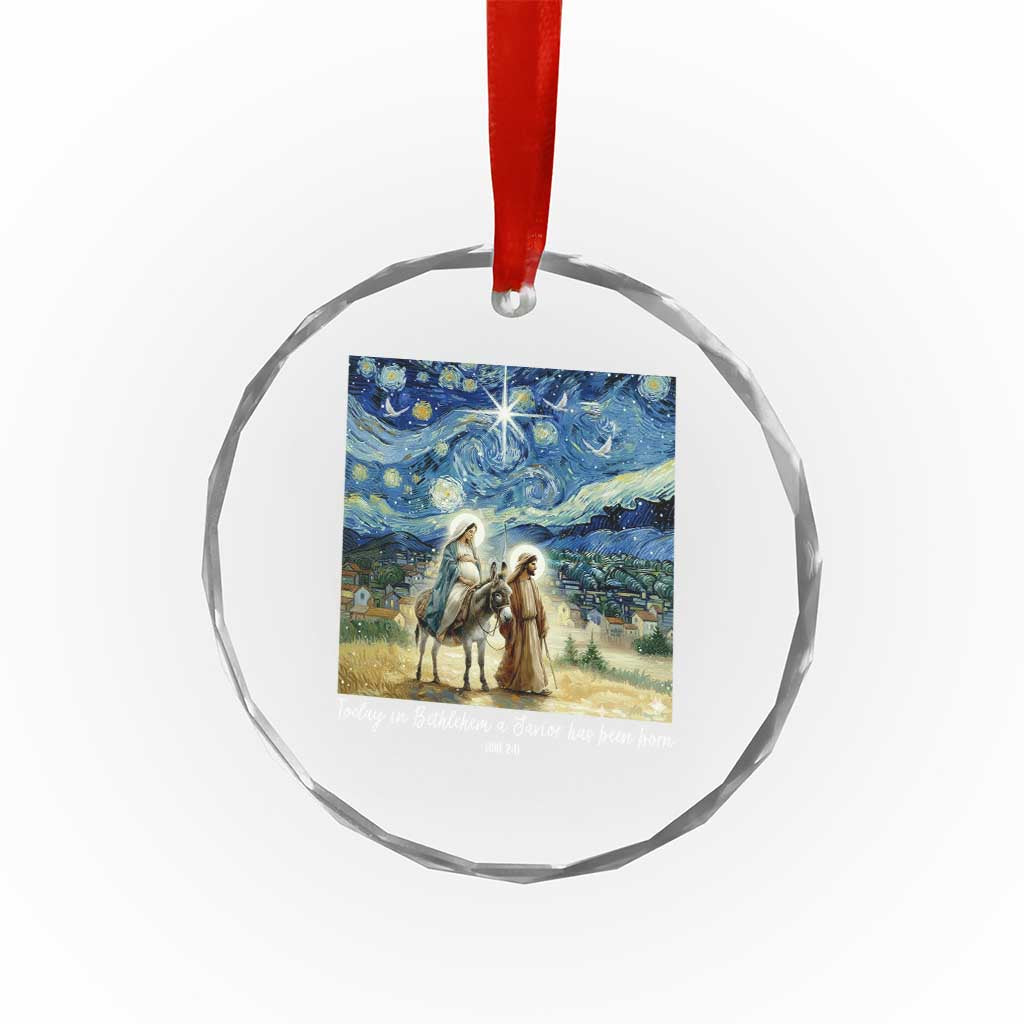 Bethlehem Starry Night Crystal Glass Ornament Nativity Luke 2:11 Christian Christmas - Wonder Print Shop