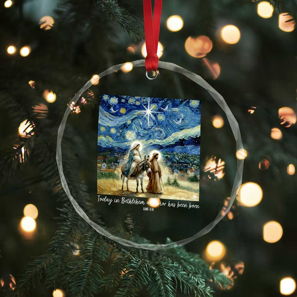 Bethlehem Starry Night Crystal Glass Ornament Nativity Luke 2:11 Christian Christmas - Wonder Print Shop
