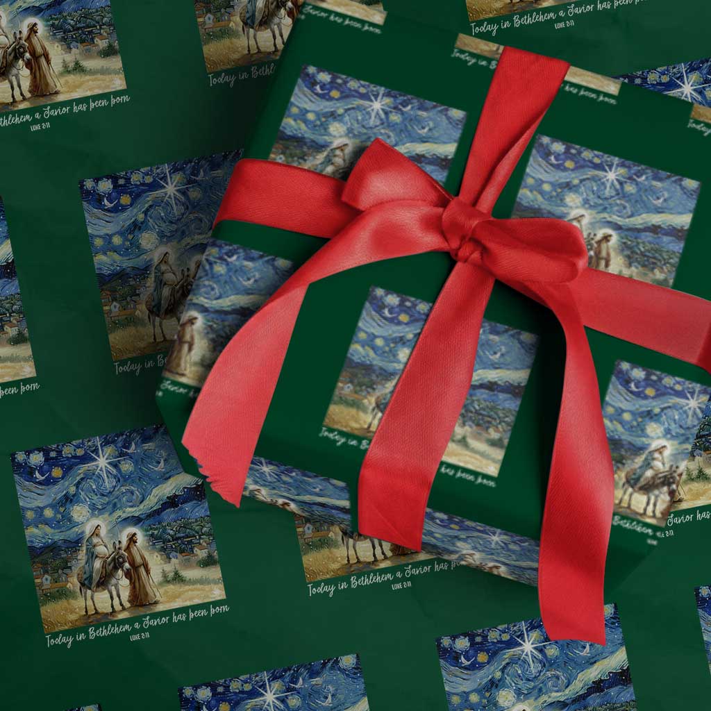 Bethlehem Starry Night Wrapping Paper Roll Nativity Luke 2:11 Christian Xmas - Wonder Print Shop