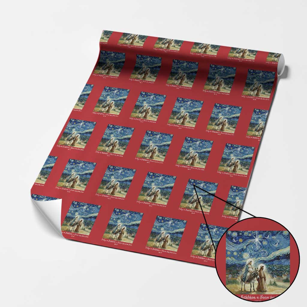 Bethlehem Starry Night Wrapping Paper Roll Nativity Luke 2:11 Christian Xmas - Wonder Print Shop