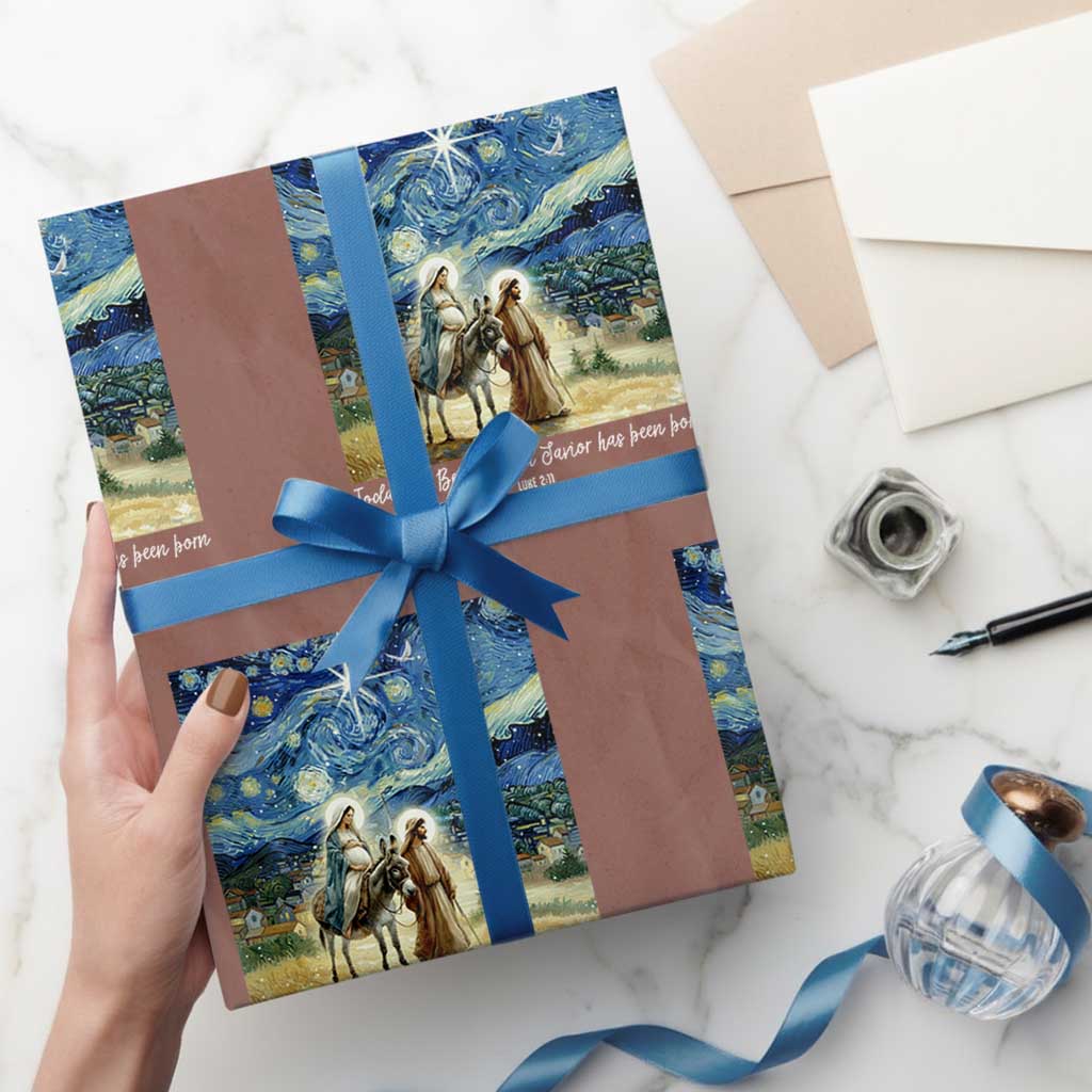 Bethlehem Starry Night Wrapping Paper Roll Nativity Luke 2:11 Christian Xmas - Wonder Print Shop