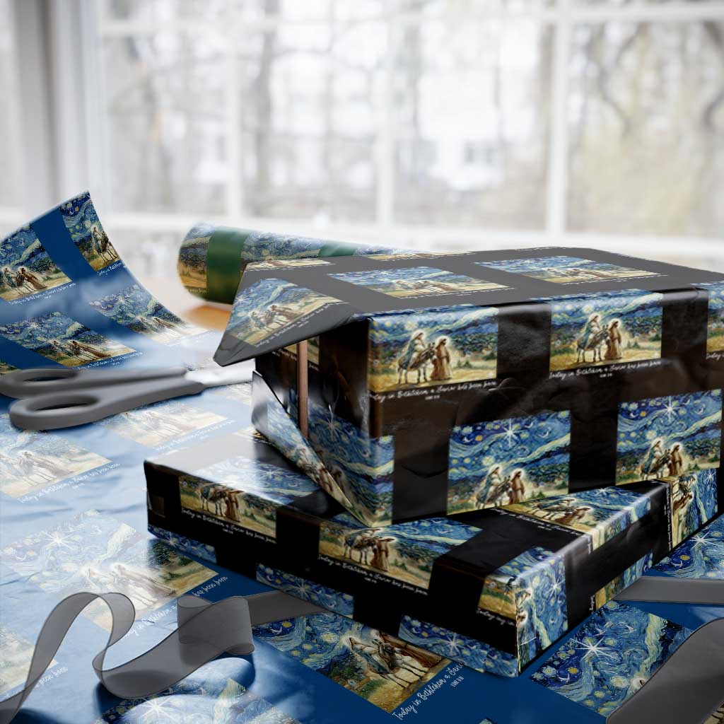 Bethlehem Starry Night Wrapping Paper Roll Nativity Luke 2:11 Christian Xmas - Wonder Print Shop