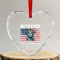 Betrayed Invoke 25 Statue of Liberty Crying Heart Crystal Glass Ornament 25th Amendment Distressed Flag Political Satire Graphic