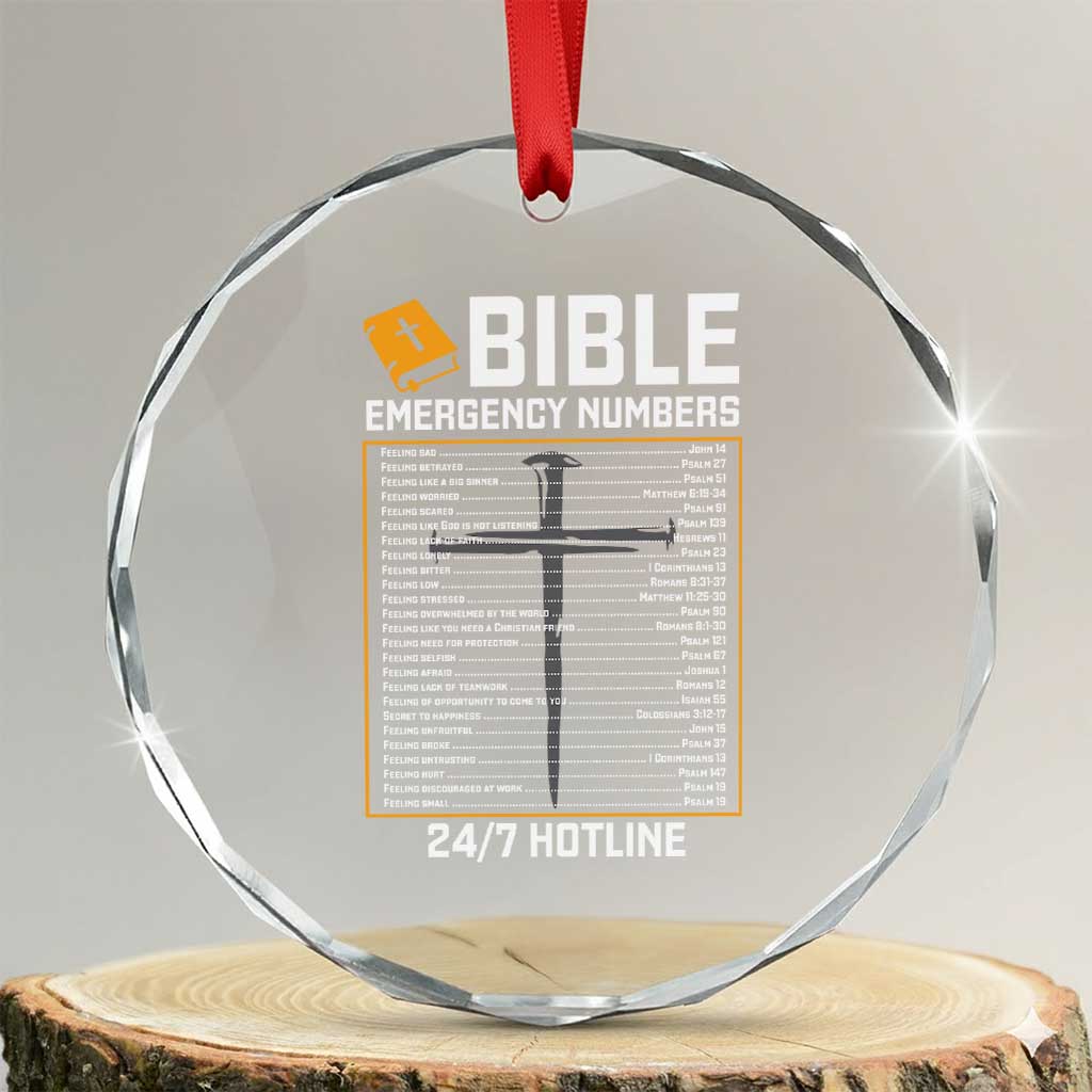 Bible Emergency Numbers Crystal Glass Ornament Funny Christian Bible Jesus Religious
