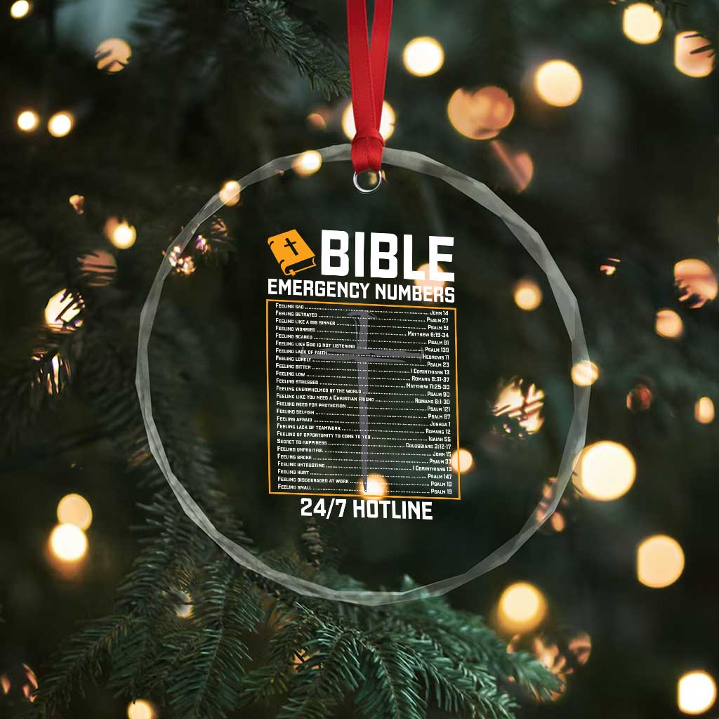 Bible Emergency Numbers Crystal Glass Ornament Funny Christian Bible Jesus Religious