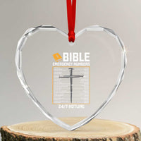 Bible Emergency Numbers Heart Crystal Glass Ornament Funny Christian Bible Jesus Religious