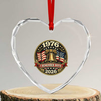 Bicentennial Born 1976 Liberty Bell Heart Crystal Glass Ornament America 250th Anniversary 50th Birthday