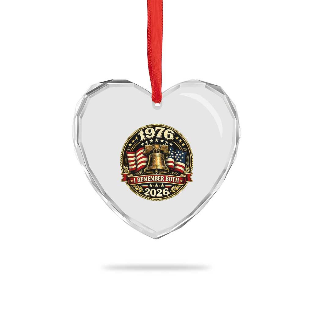 Bicentennial Born 1976 Liberty Bell Heart Crystal Glass Ornament America 250th Anniversary 50th Birthday