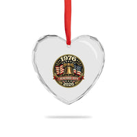 Bicentennial Born 1976 Liberty Bell Heart Crystal Glass Ornament America 250th Anniversary 50th Birthday