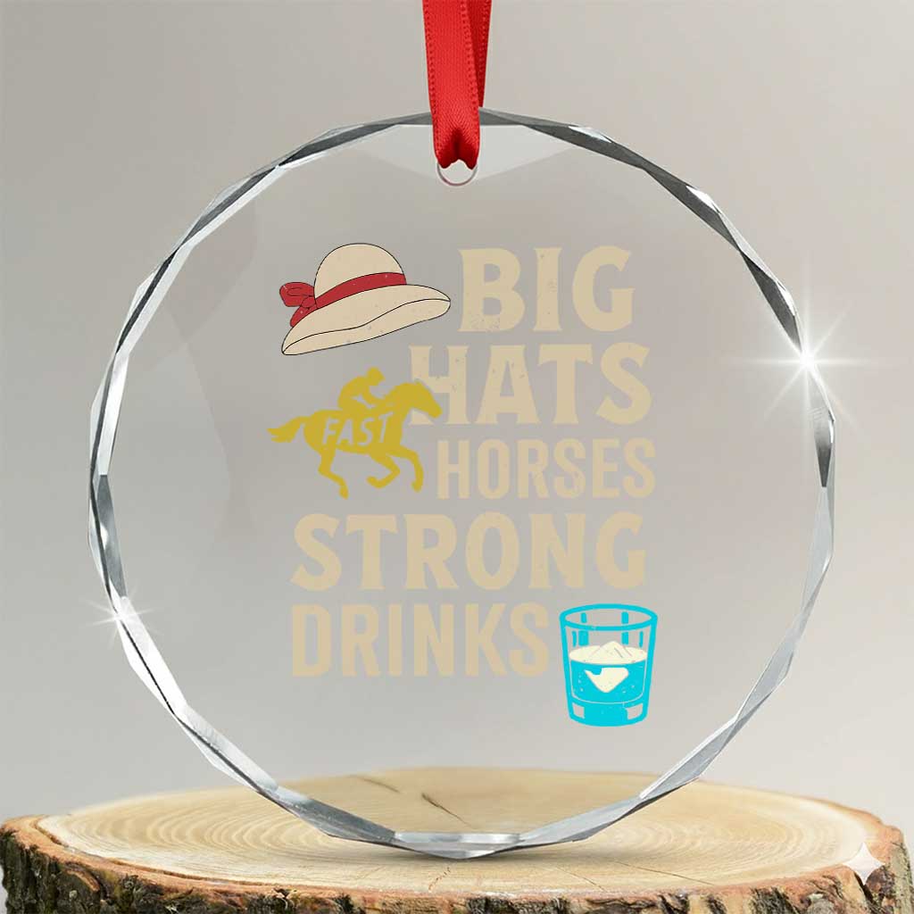 Big Hats Fast Horses Strong Drinks Retro Crystal Glass Ornament Southern Derby Day Watch Party Graphic