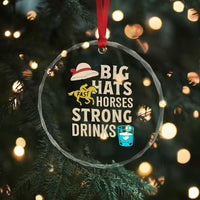 Big Hats Fast Horses Strong Drinks Retro Crystal Glass Ornament Southern Derby Day Watch Party Graphic