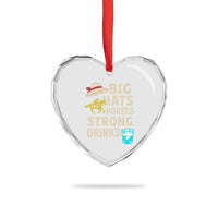 Big Hats Fast Horses Strong Drinks Retro Heart Crystal Glass Ornament Southern Derby Day Watch Party Graphic