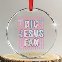 Big Jesus Fan Crystal Glass Ornament Striped Preppy Christian Believer Faith God Religious Gifts