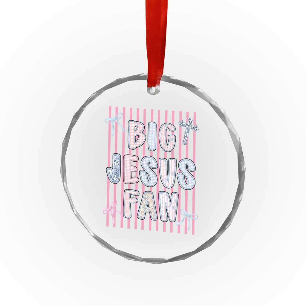 Big Jesus Fan Crystal Glass Ornament Striped Preppy Christian Believer Faith God Religious Gifts