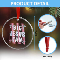 Big Jesus Fan Crystal Glass Ornament Striped Preppy Christian Believer Faith God Religious Gifts