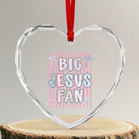 Big Jesus Fan Heart Crystal Glass Ornament Striped Preppy Christian Believer Faith God Religious Gifts