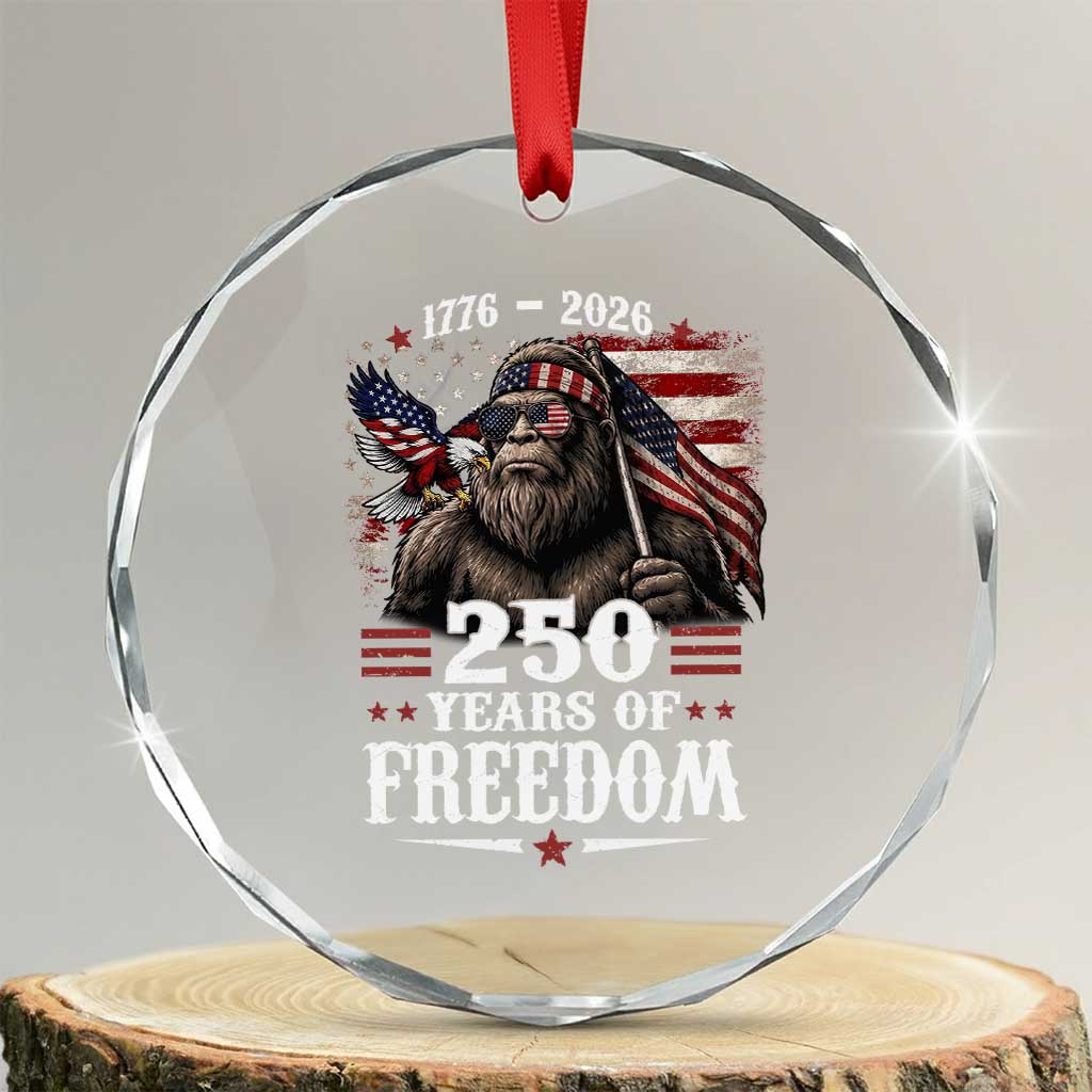 Bigfoot 250 Years Of Freedom Crystal Glass Ornament Patriotic Sasquatch Lover