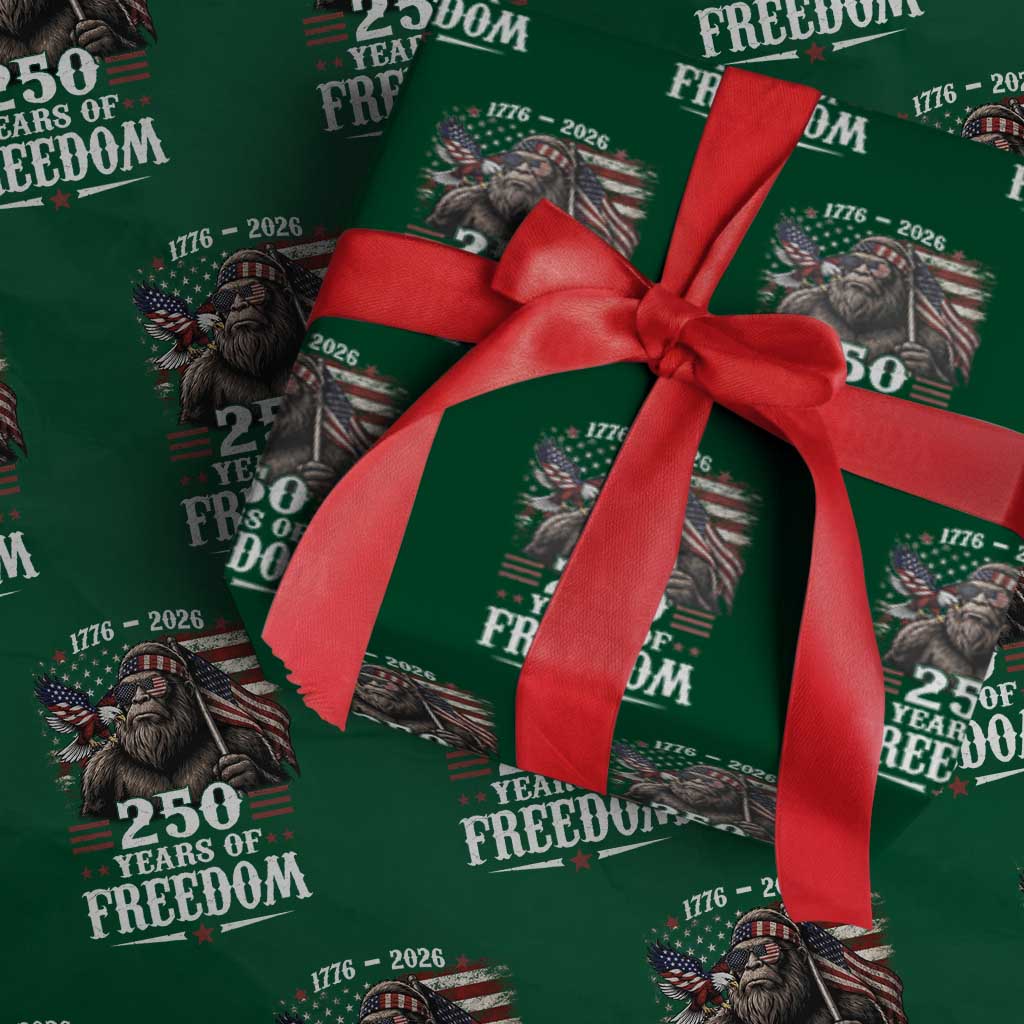 Bigfoot 250 Years Of Freedom Wrapping Paper Roll Patriotic Sasquatch Lover