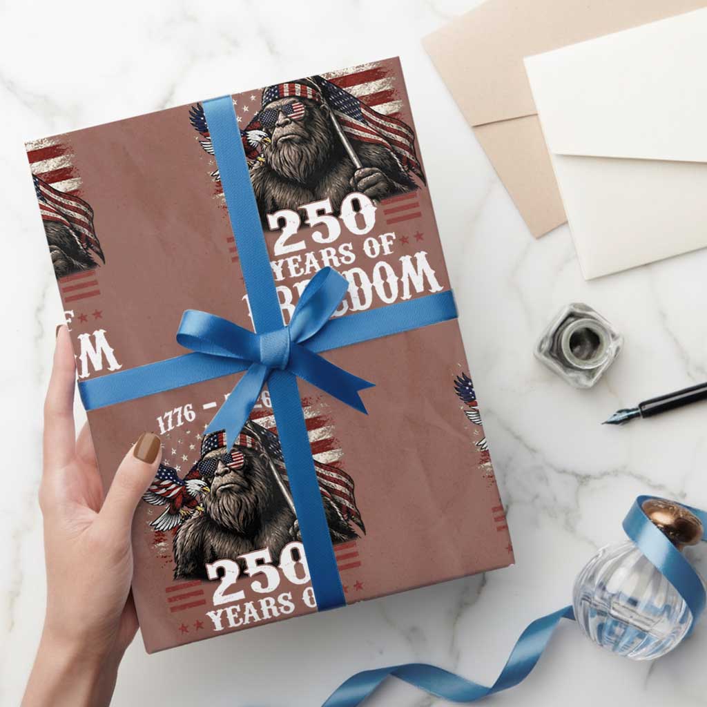 Bigfoot 250 Years Of Freedom Wrapping Paper Roll Patriotic Sasquatch Lover