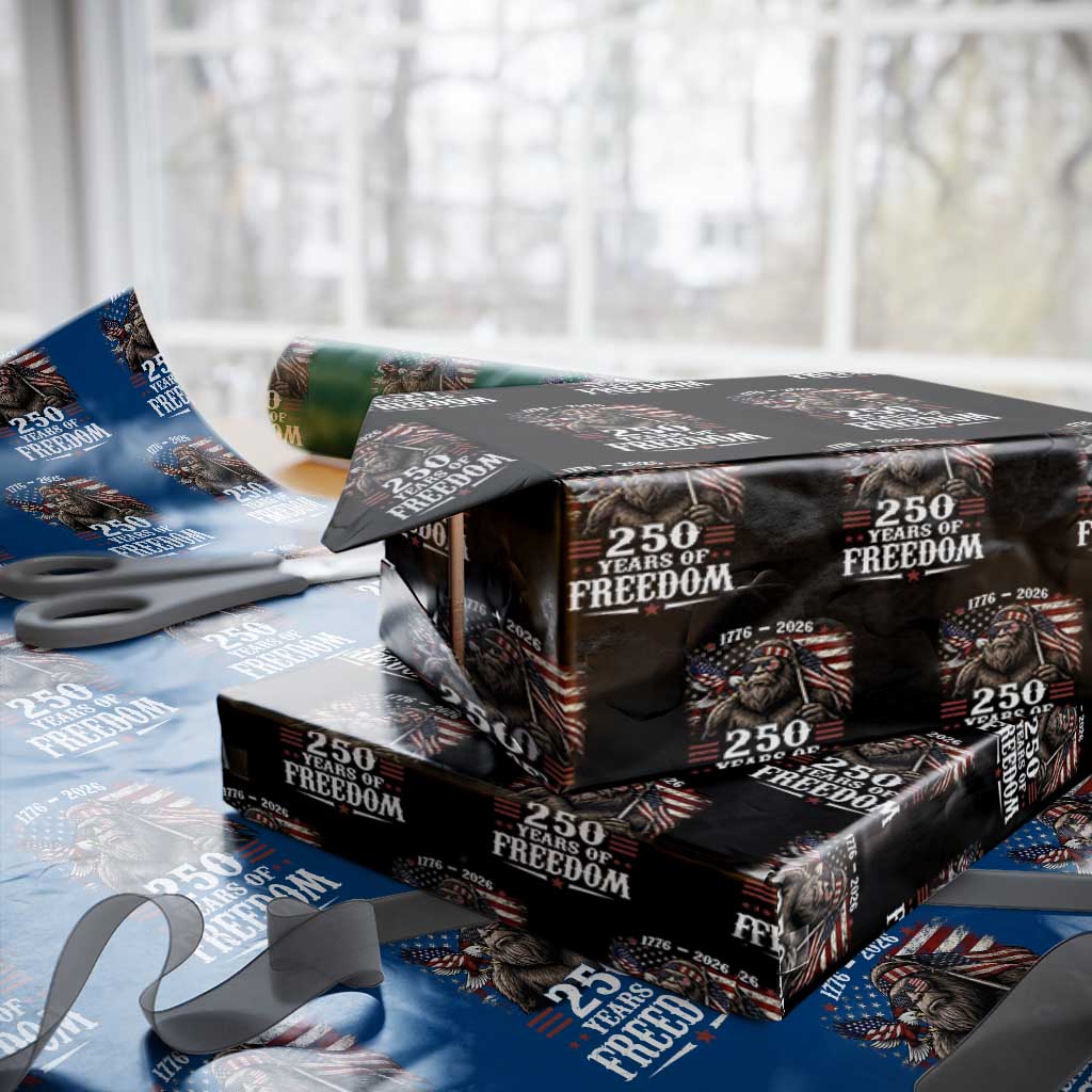 Bigfoot 250 Years Of Freedom Wrapping Paper Roll Patriotic Sasquatch Lover