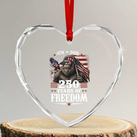 Bigfoot 250 Years Of Freedom Heart Crystal Glass Ornament Patriotic Sasquatch Lover