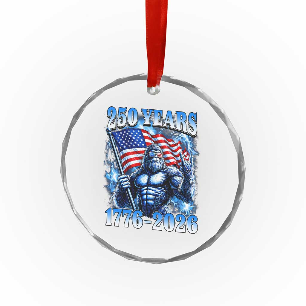 Bigfoot 250th Anniversary America Crystal Glass Ornament 250 Years Of Freedom 4th July 1776 2026 Patriotic Flag
