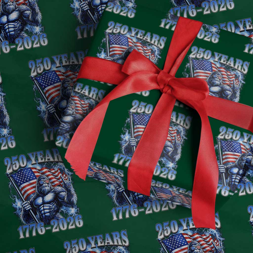 Bigfoot 250th Anniversary America Wrapping Paper Roll 250 Years Of Freedom 4th July 1776 2026 Patriotic Flag