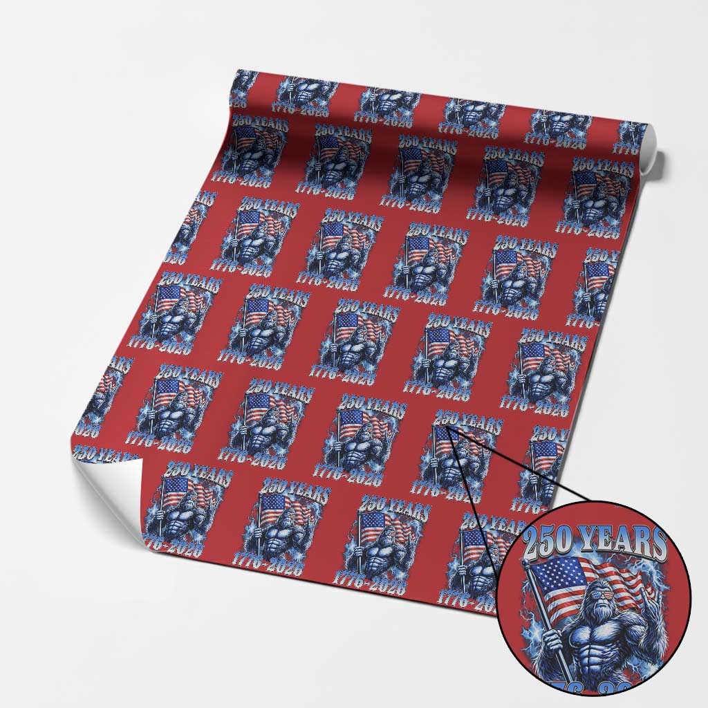 Bigfoot 250th Anniversary America Wrapping Paper Roll 250 Years Of Freedom 4th July 1776 2026 Patriotic Flag