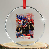 Bigfoot 250th Anniversary Crystal Glass Ornament USA Independence 250 Years Of Freedom 1776 2026 Patriotic Flag
